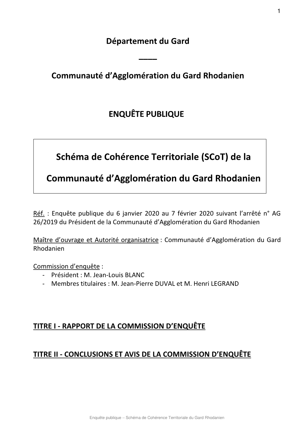 (Scot) De La Communauté D'agglomération Du Gard Rhodanien