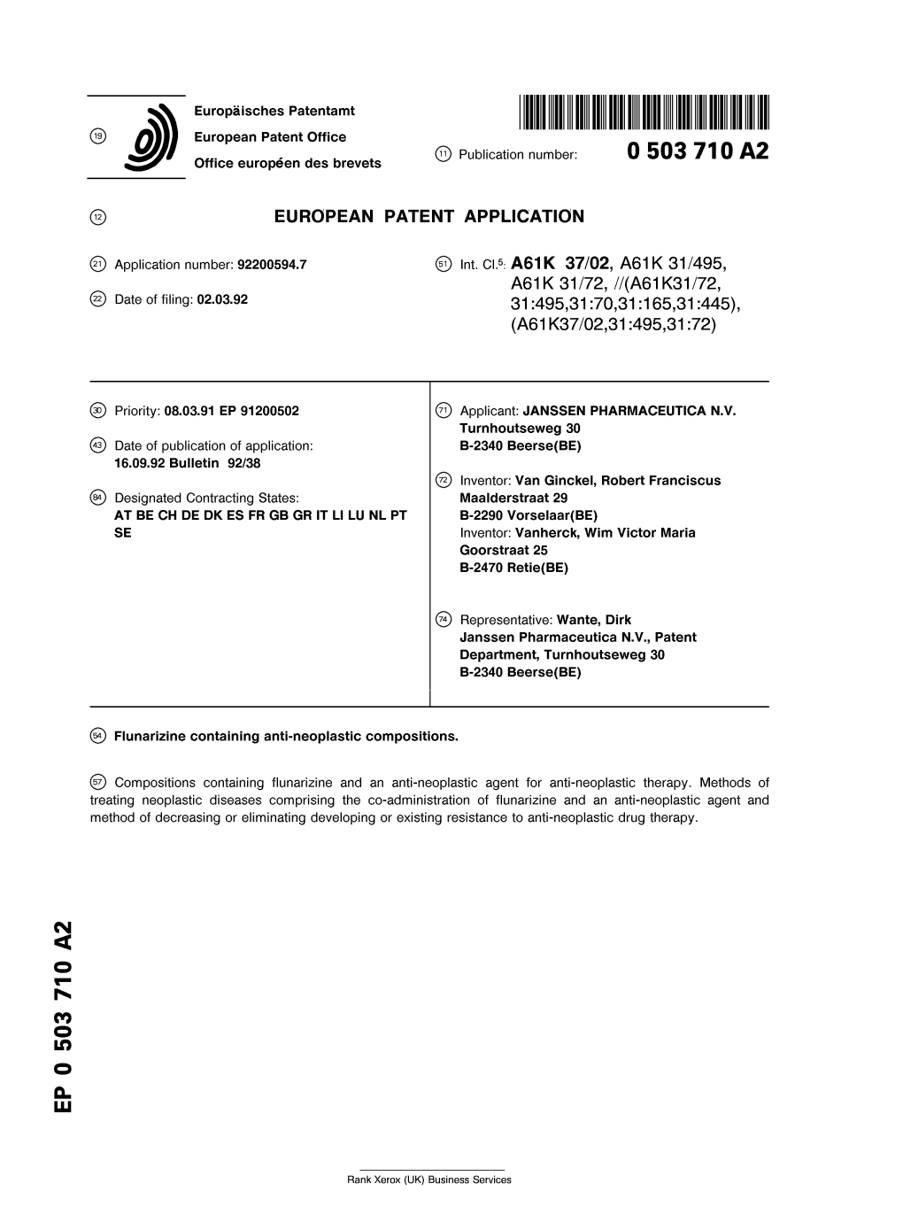 Flunarizine Containing Anti-Neoplastic Compositions