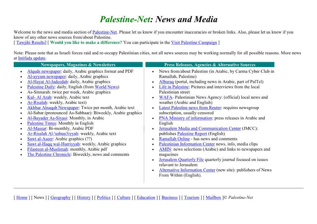 Palestine-Net: News and Media