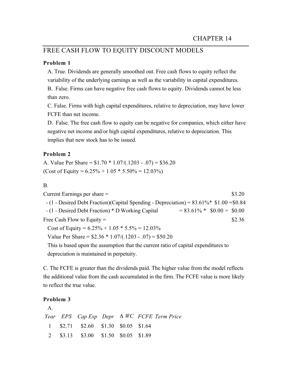 Chapter 14 Free Cash Flow to Equity Discount Models