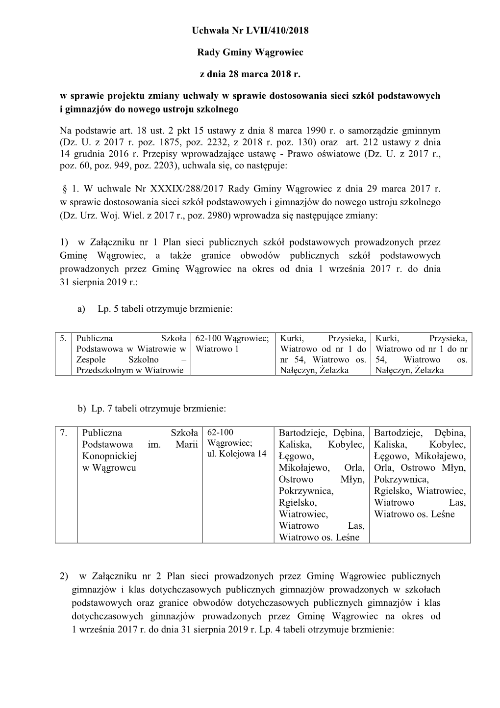 Uchwała Nr LVII/410/2018 Rady Gminy Wągrowiec Z Dnia 28 Marca