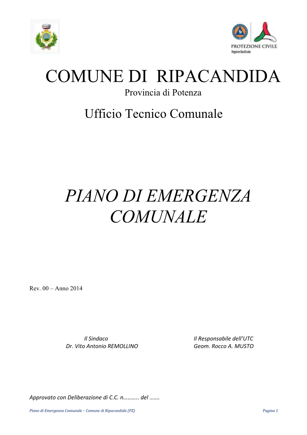 Comune Di Ripacandida Piano Di Emergenza Comunale