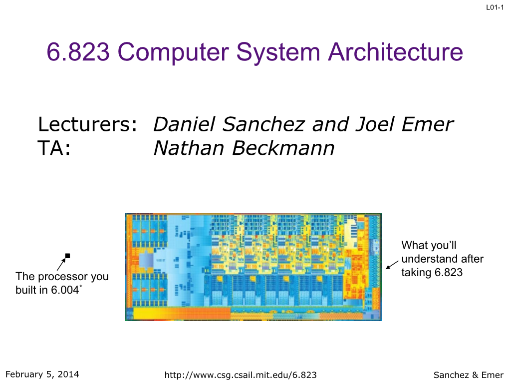 6.823 Computer System Architecture