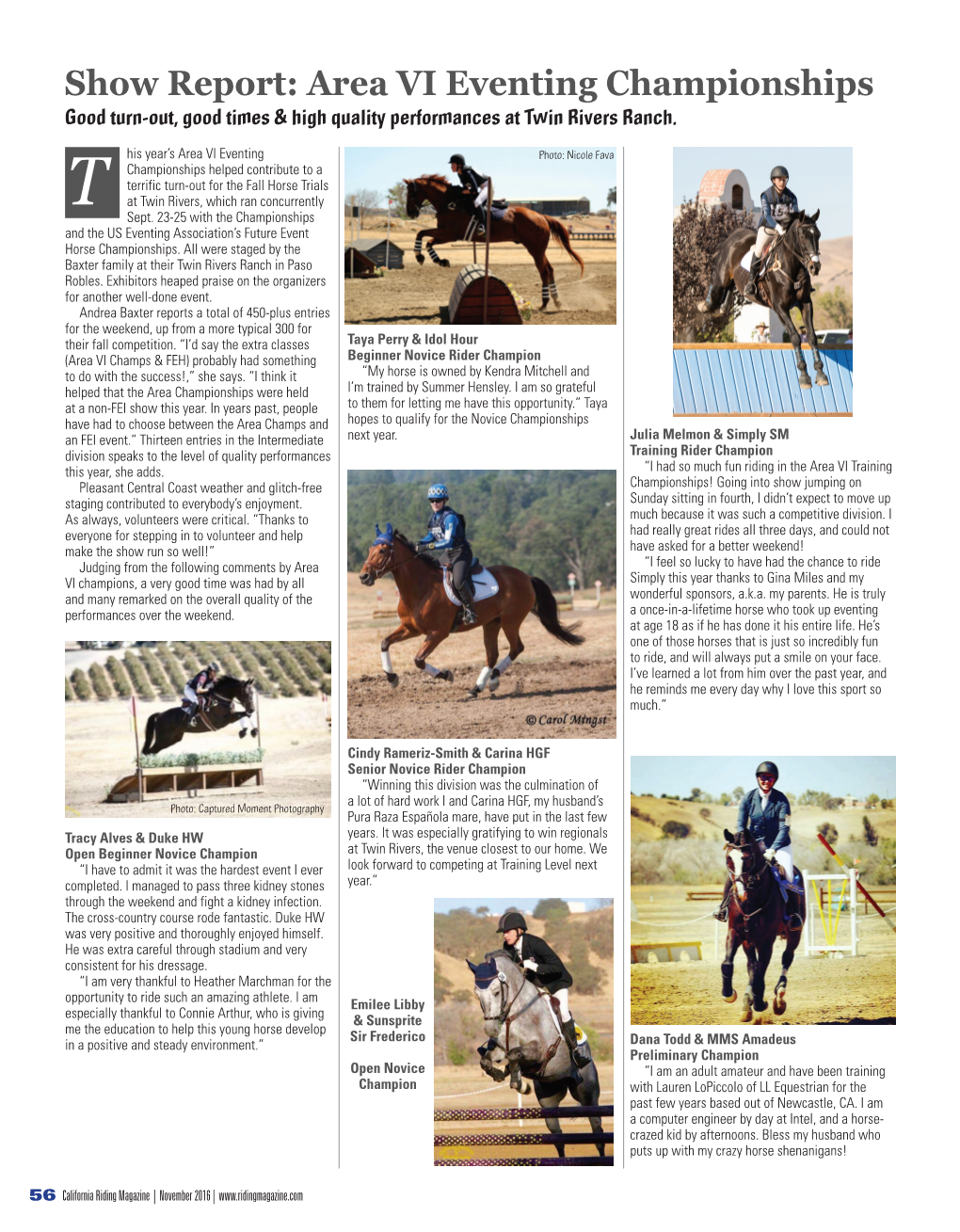 Show Report: Area VI Eventing Championships Good Turn-Out, Good Times & High Quality Performances at Twin Rivers Ranch