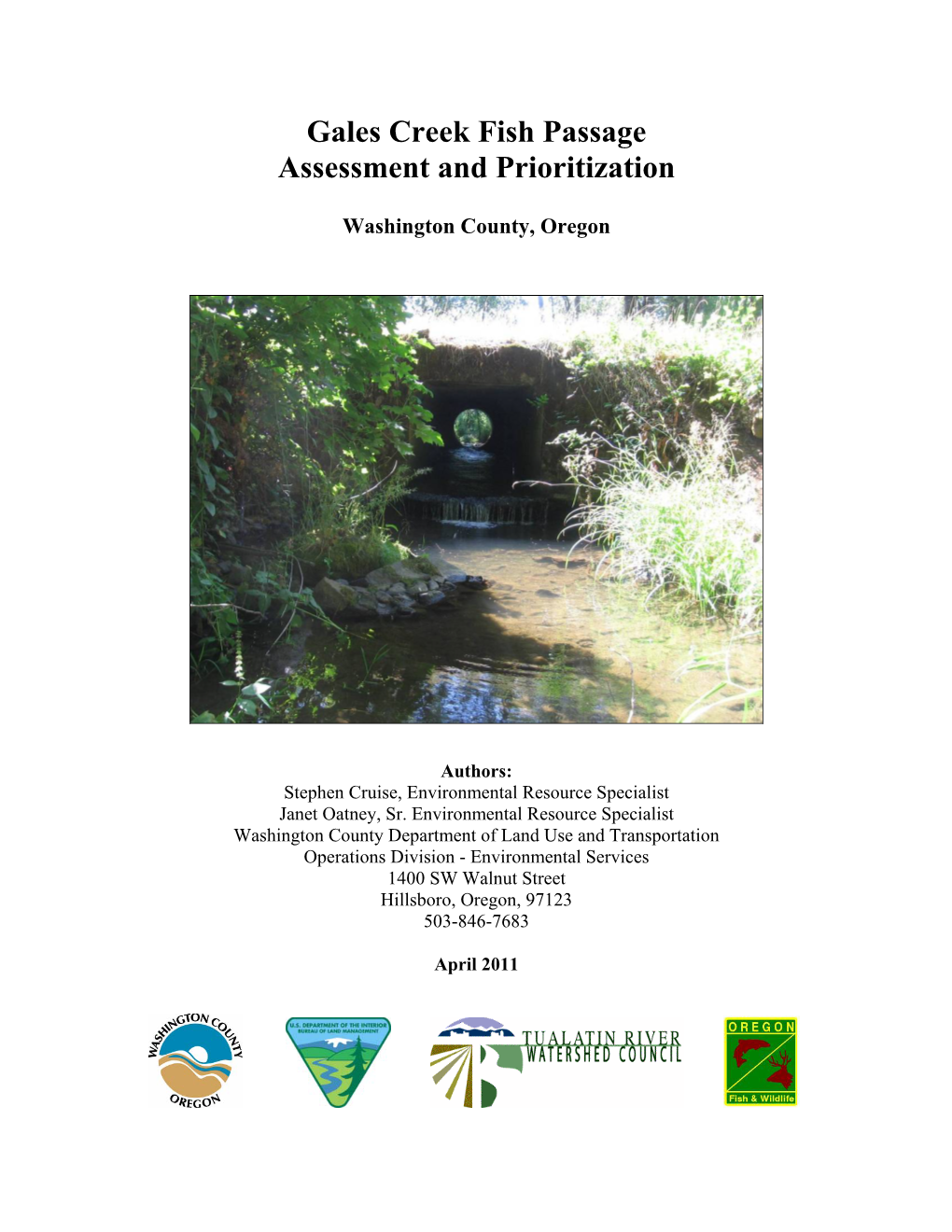 Gales Creek Fish Passage Assessment and Prioritization