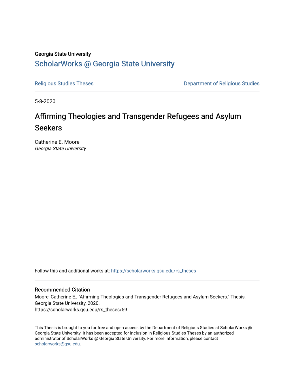 Affirming Theologies and Transgender Refugees and Asylum Seekers