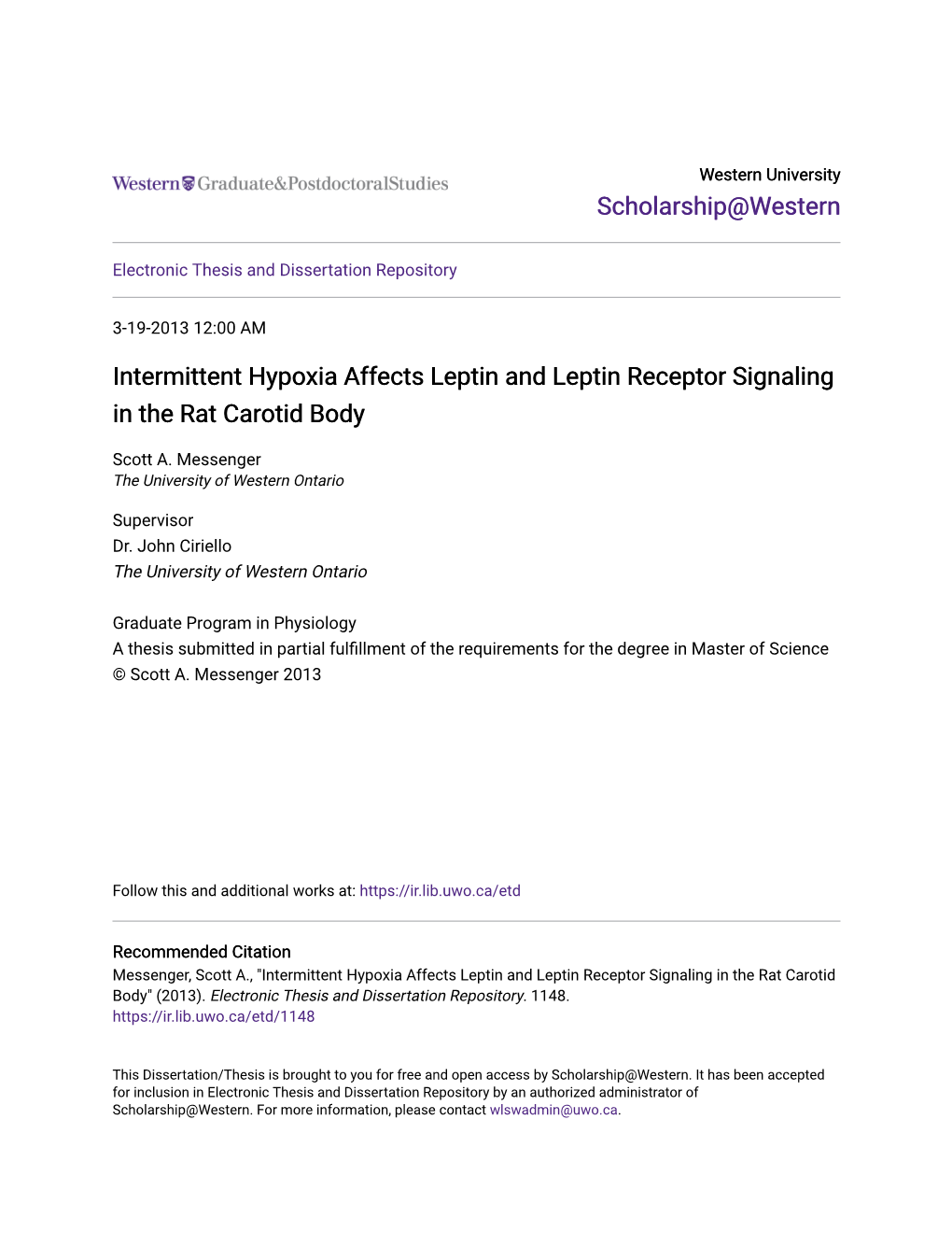 Intermittent Hypoxia Affects Leptin and Leptin Receptor Signaling in the Rat Carotid Body