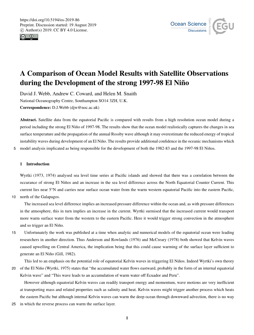 A Comparison of Ocean Model Results with Satellite Observations During the Development of the Strong 1997-98 El Niño David J