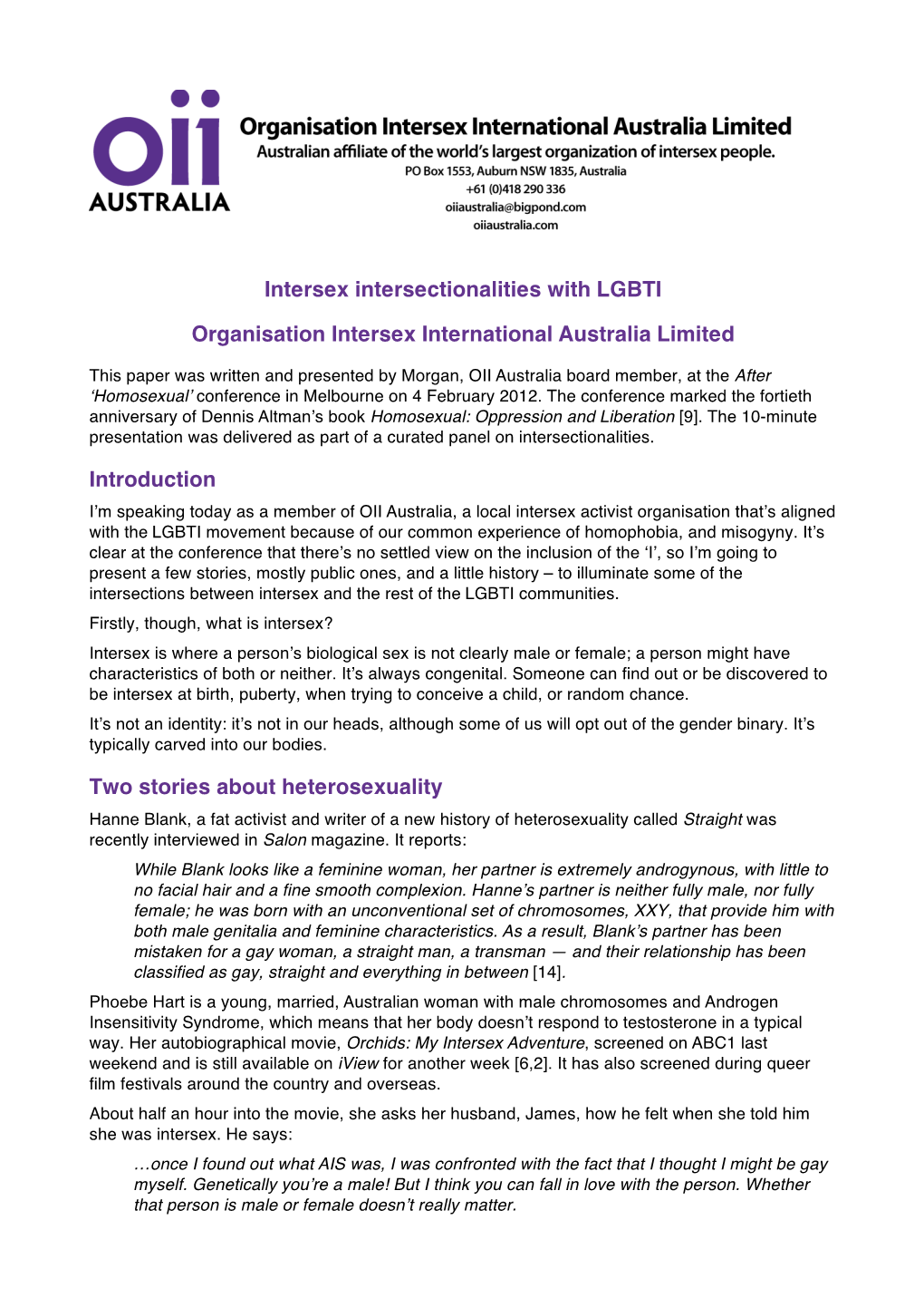 Intersex Intersectionalities with LGBTI