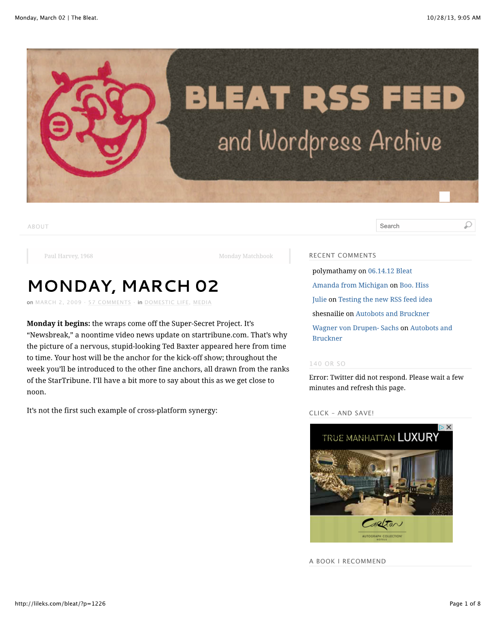 Monday, March 02 | the Bleat