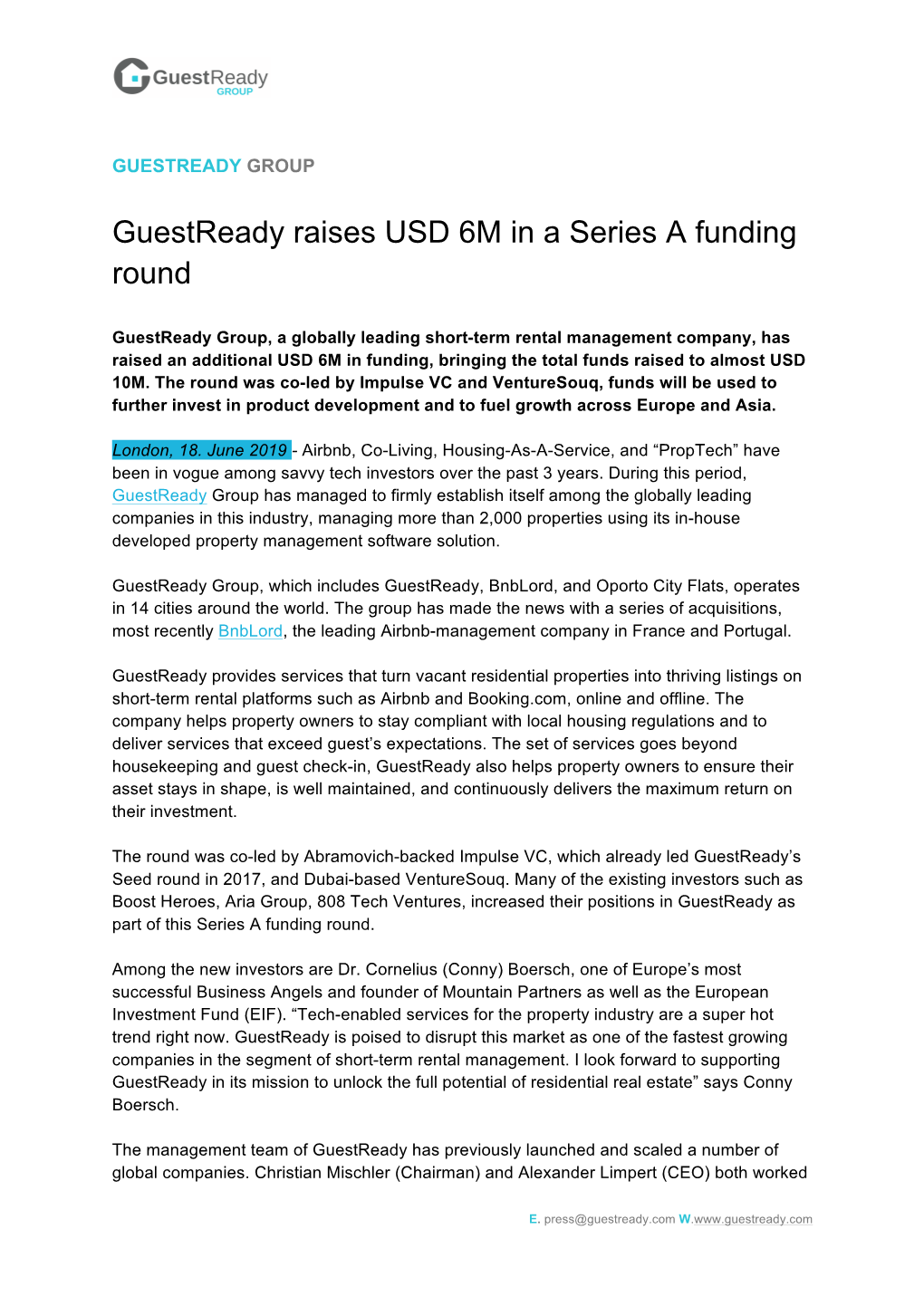 Guestready Raises USD 6M in a Series a Funding Round