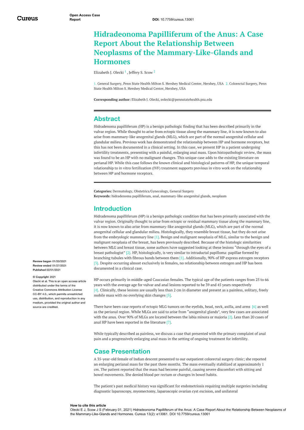 Hidradeonoma Papilliferum of the Anus: a Case Report About the Relationship Between Neoplasms of the Mammary-Like-Glands and Hormones