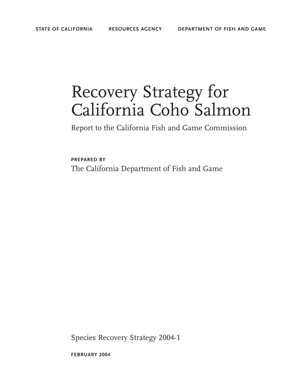 Coho Recovery Strategy Report