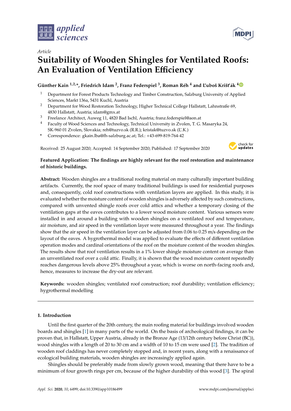 Suitability of Wooden Shingles for Ventilated Roofs: an Evaluation of Ventilation Eﬃciency