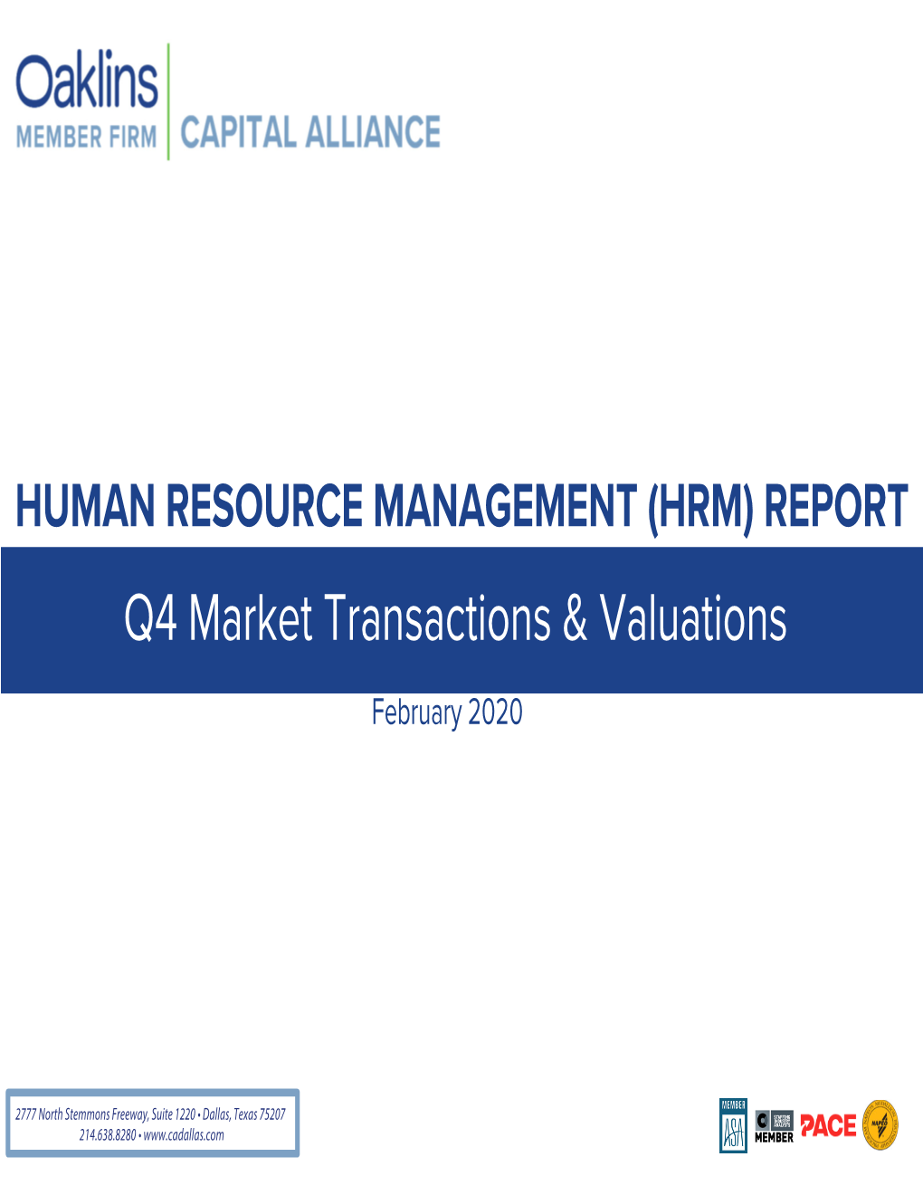 Q4 Market Transactions & Valuations