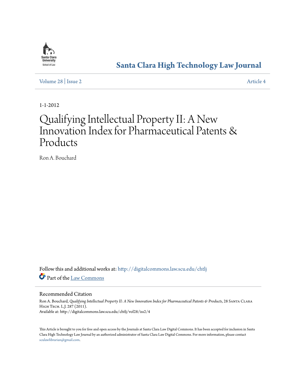 A New Innovation Index for Pharmaceutical Patents & Products