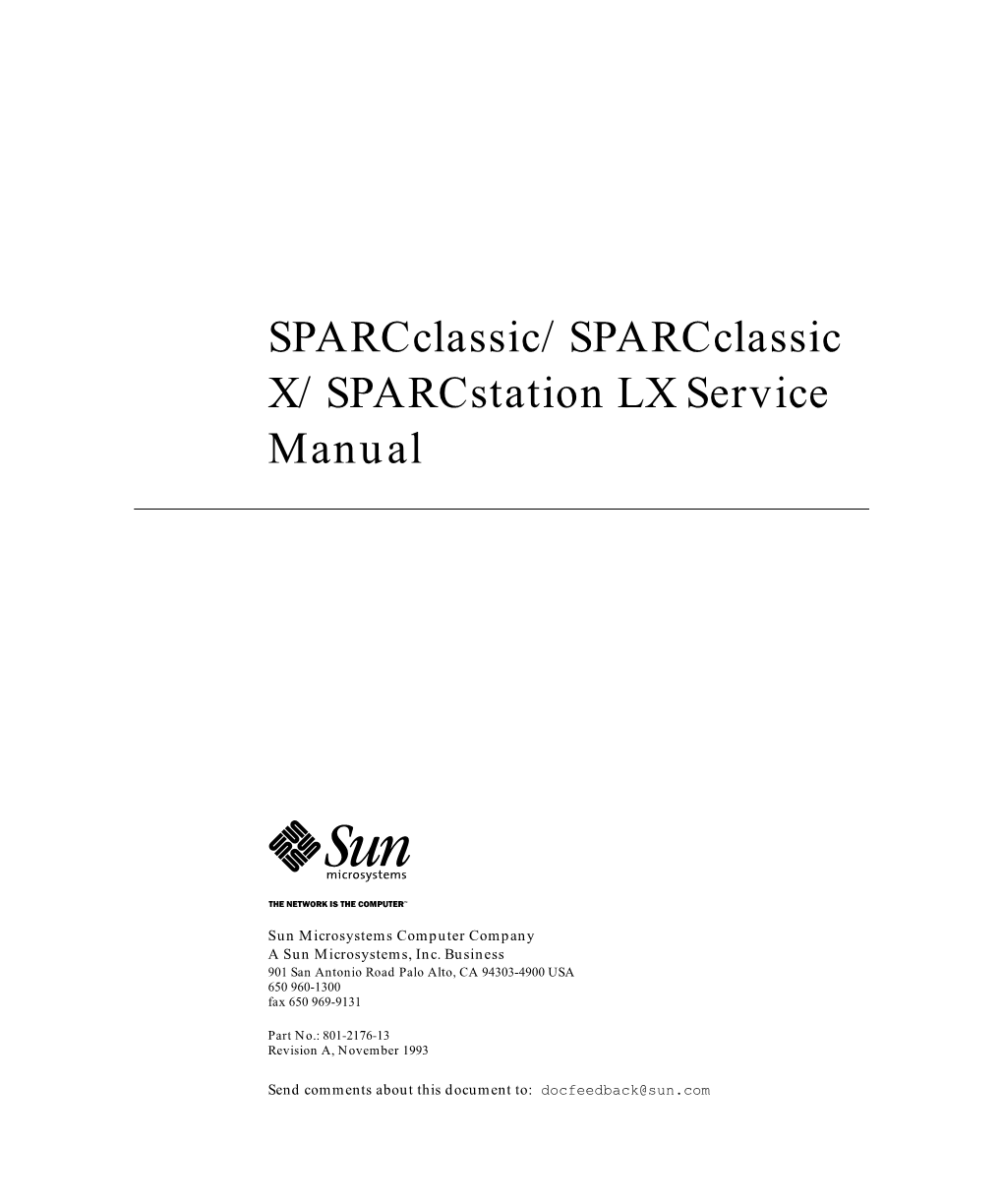 Sparcclassic/Sparcclassic X/Sparcstation LX Service Manual