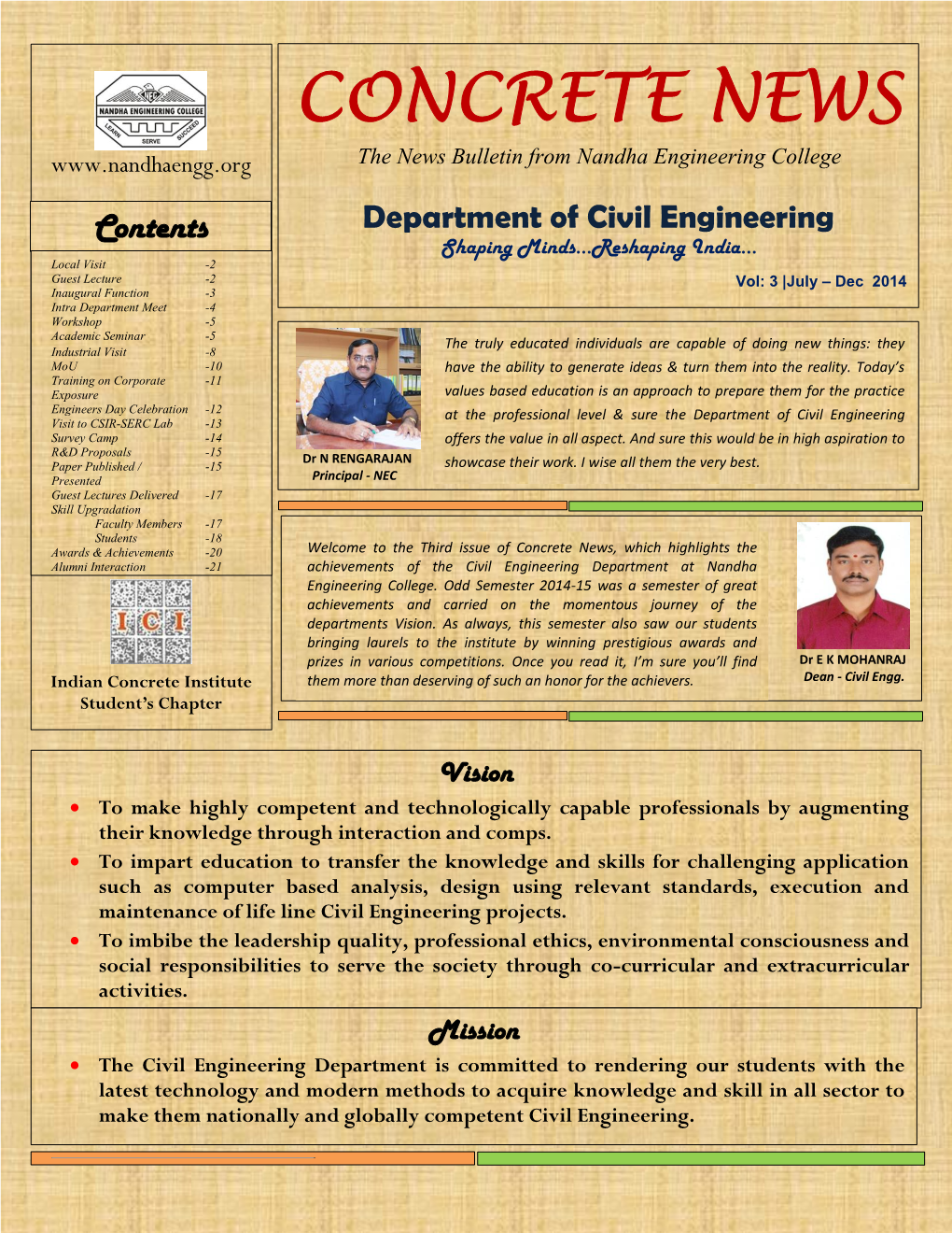 CONCRETE NEWS the News Bulletin from Nandha Engineering College