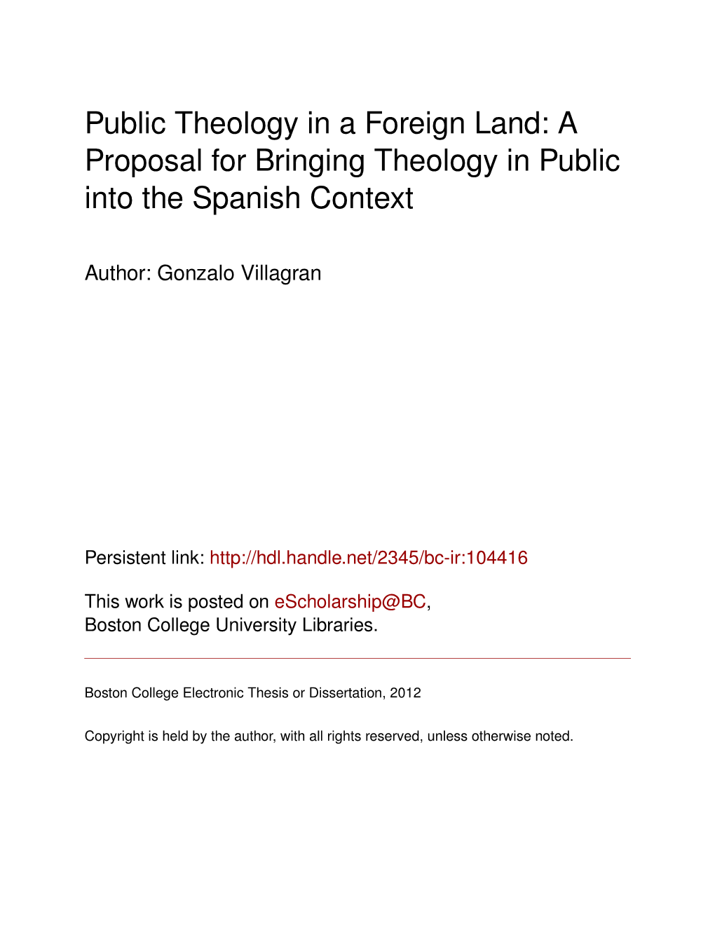 A Proposal for Bringing Theology in Public Into the Spanish Context