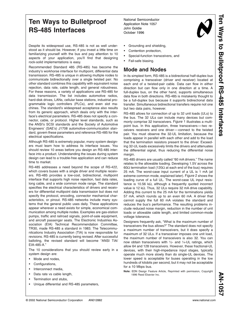 Application Note 1057 Ten Ways to Bulletproof RS-485 Interfaces