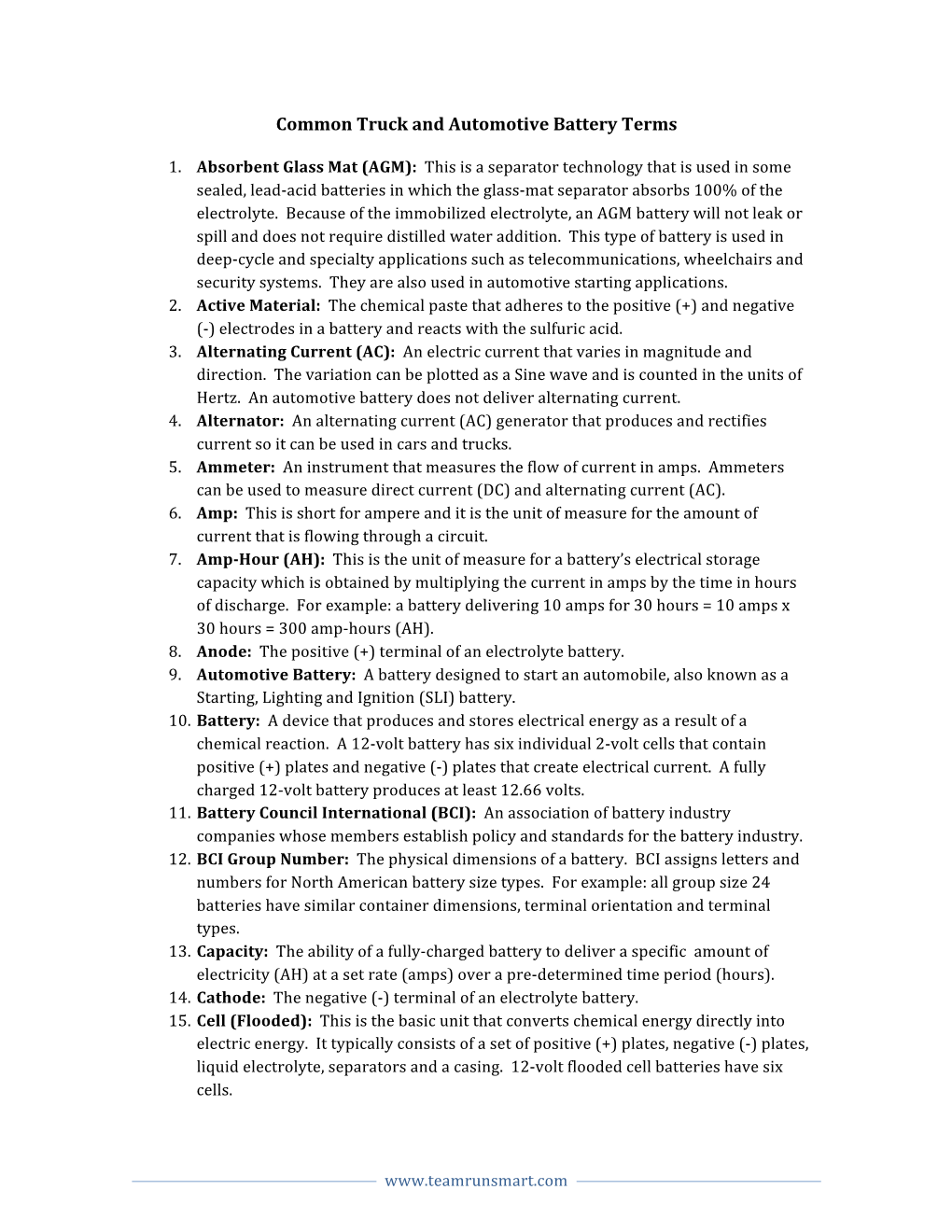 Common Truck and Automotive Battery Terms