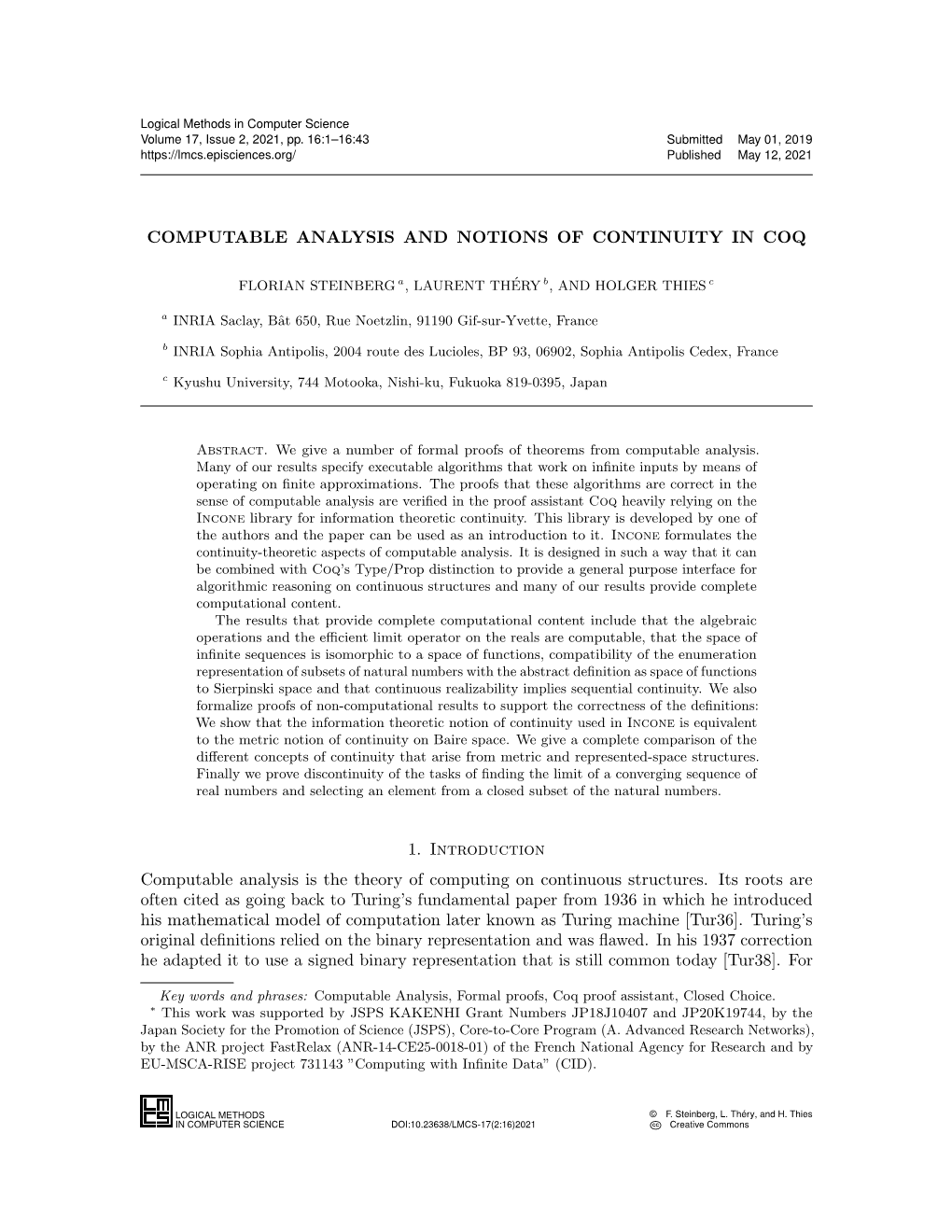 Computable Analysis and Notions of Continuity in Coq