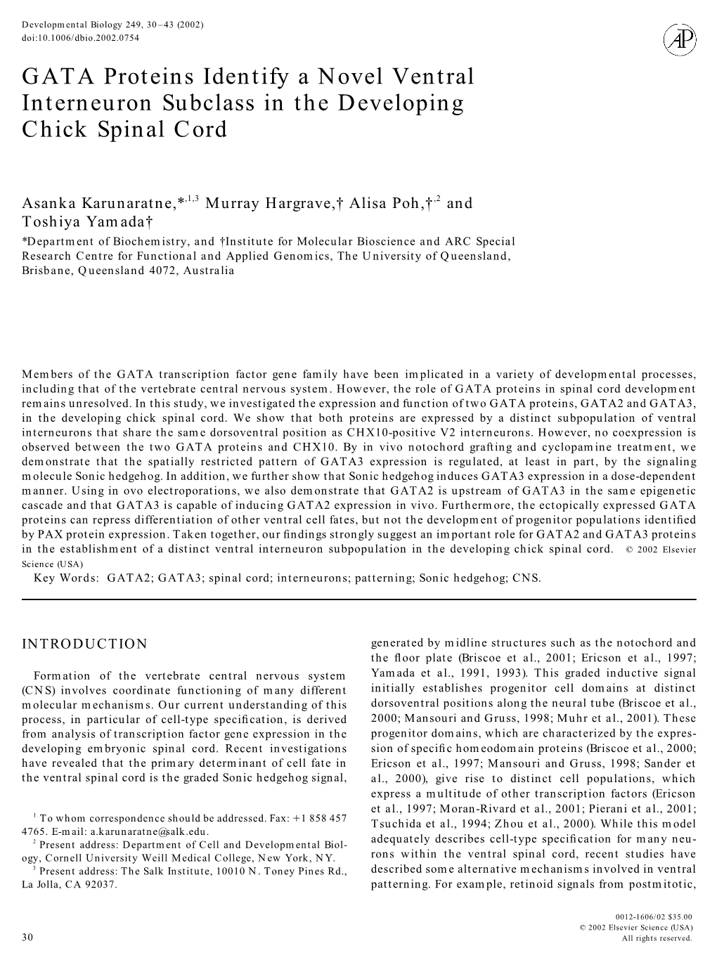 GATA Proteins Identify a Novel Ventral Interneuron Subclass in the Developing Chick Spinal Cord