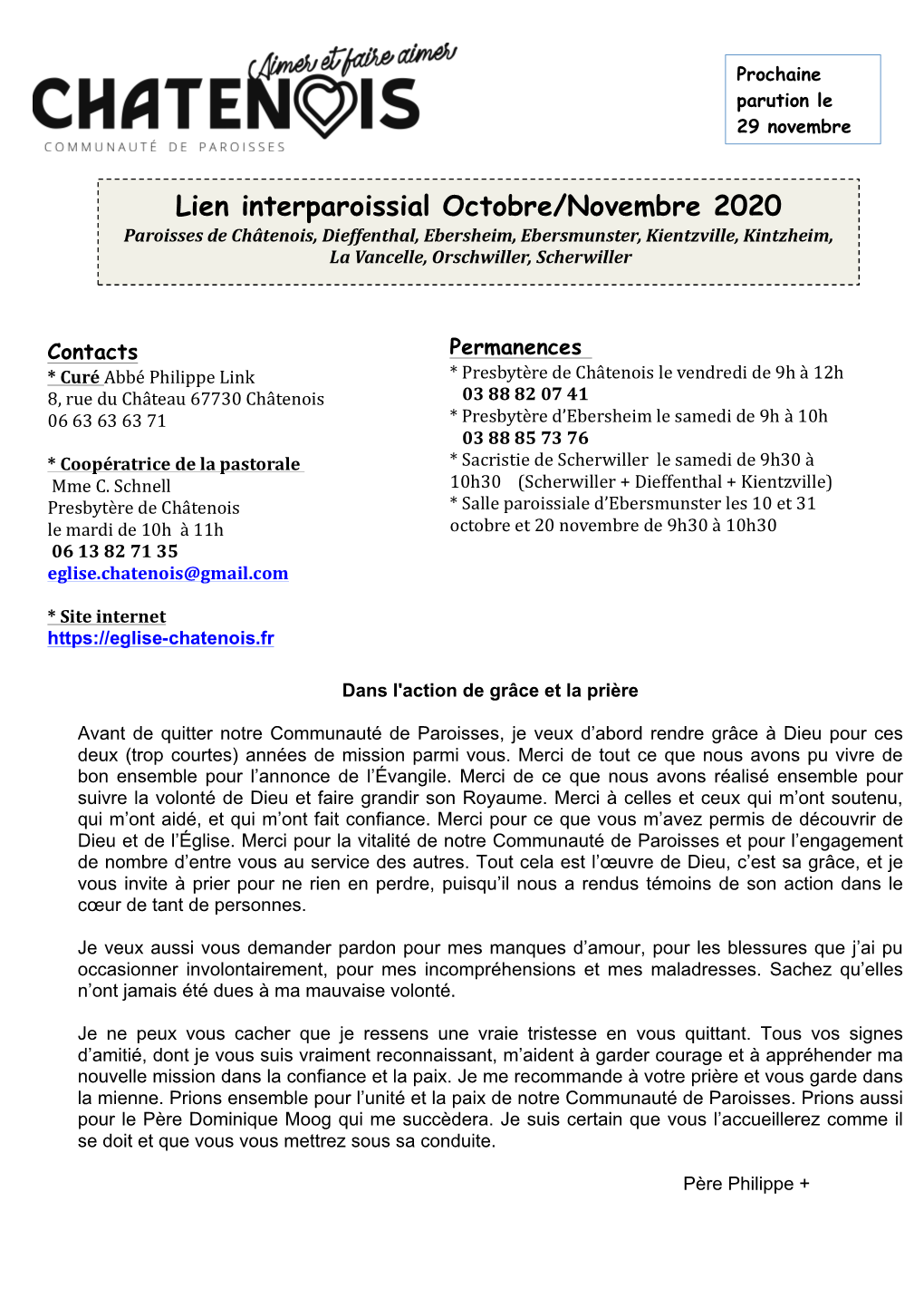 Lien Interparoissial Octobre/Novembre 2020