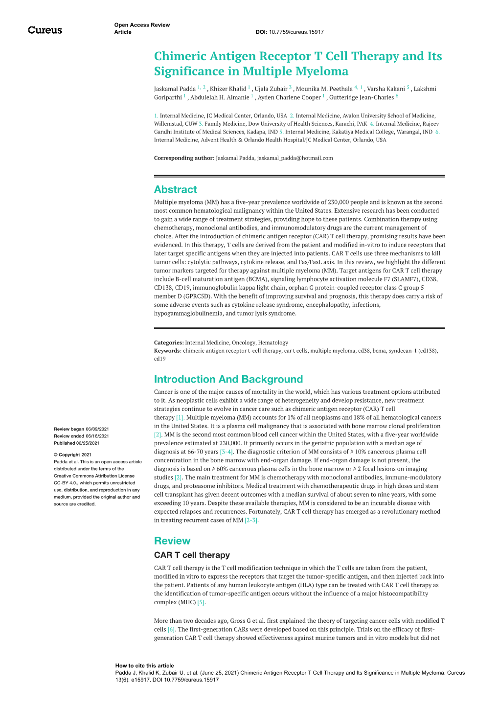 62273-Chimeric-Antigen-Receptor-T-Cell-Therapy-And-Its-Significance-In-Multiple-Myeloma.Pdf