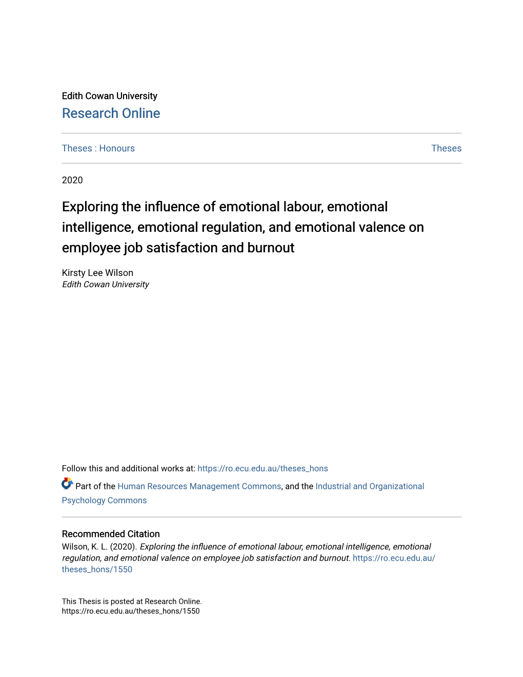 Exploring the Influence of Emotional Labour, Emotional Intelligence, Emotional Regulation, and Emotional Valence on Employee Job Satisfaction and Burnout