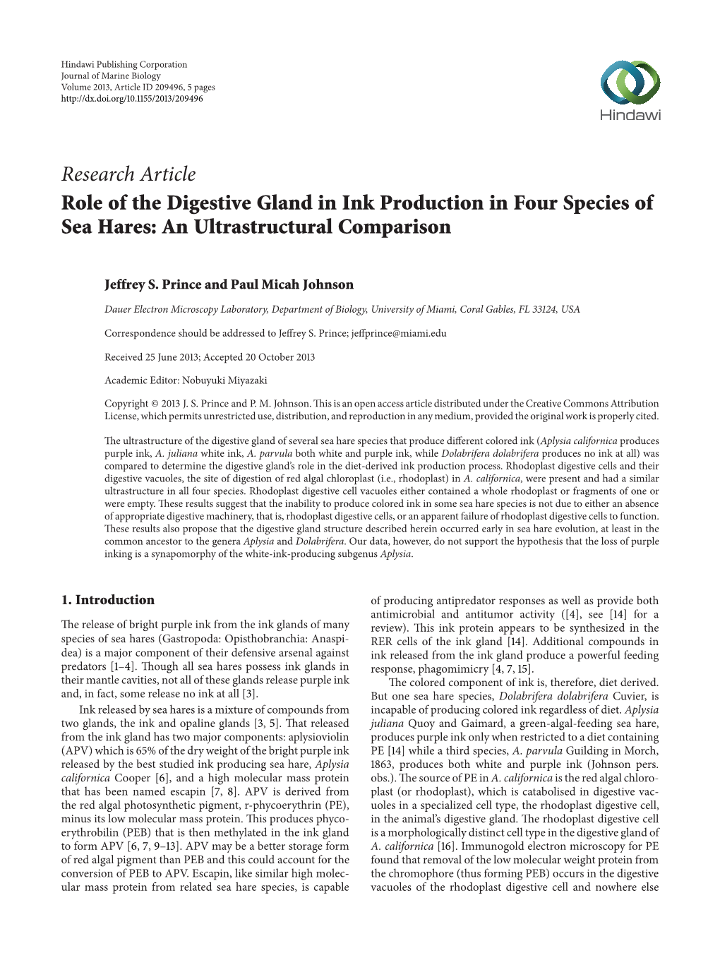 Role of the Digestive Gland in Ink Production in Four Species of Sea Hares: an Ultrastructural Comparison