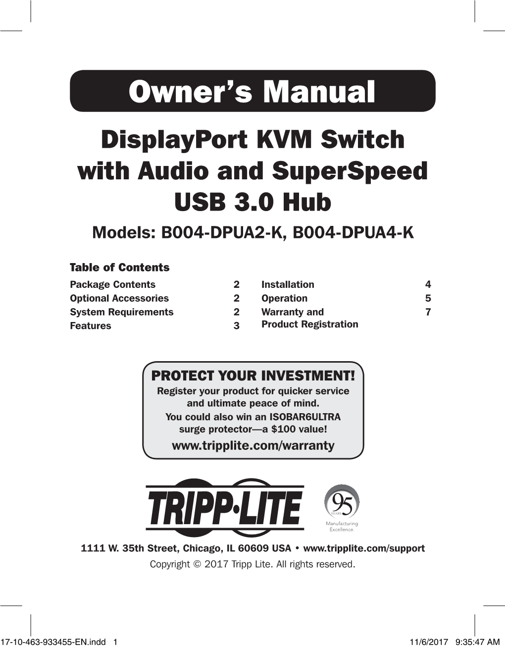 Owner's Manual for Displayport KVM Switch with Audio and Superspeed