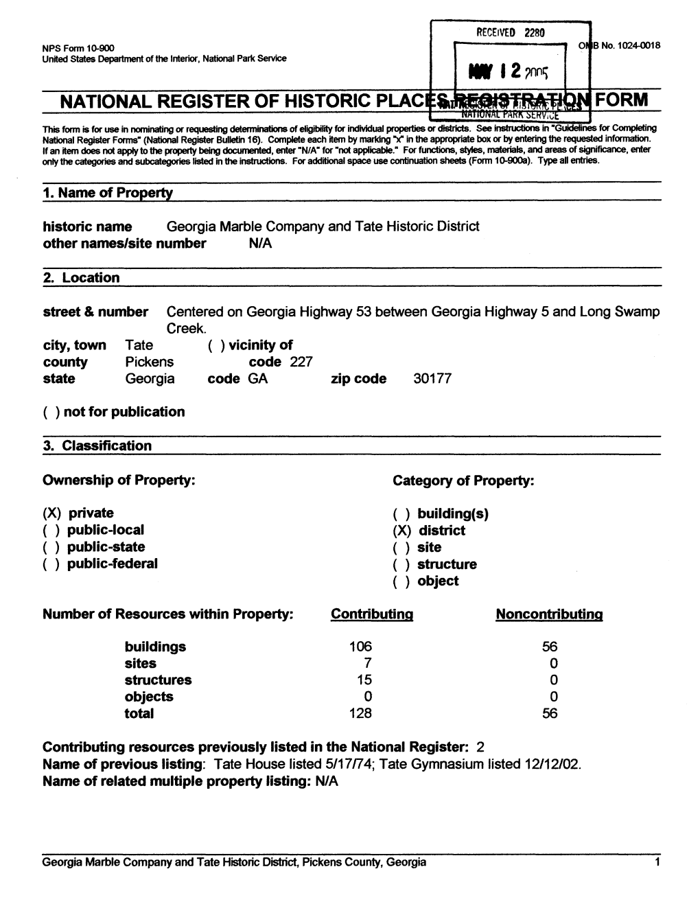 National Register of Historic Places, Form