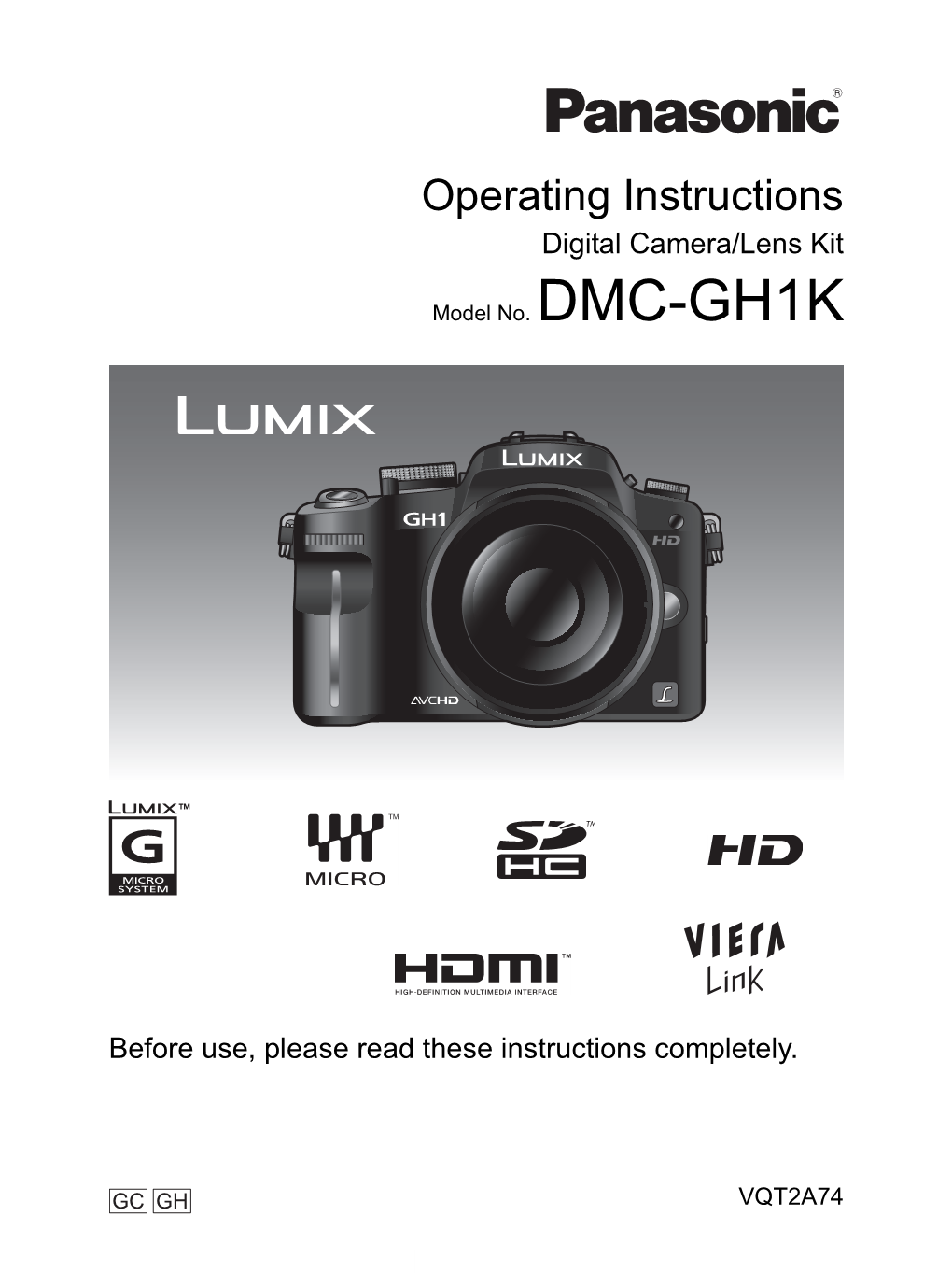 Operating Instructions Digital Camera/Lens Kit