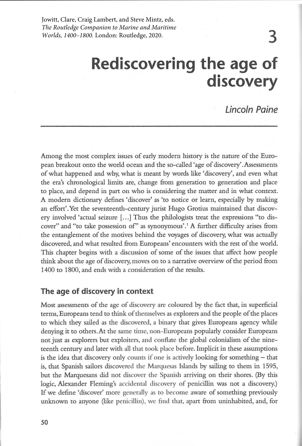 Rediscovering the Age of Discovery