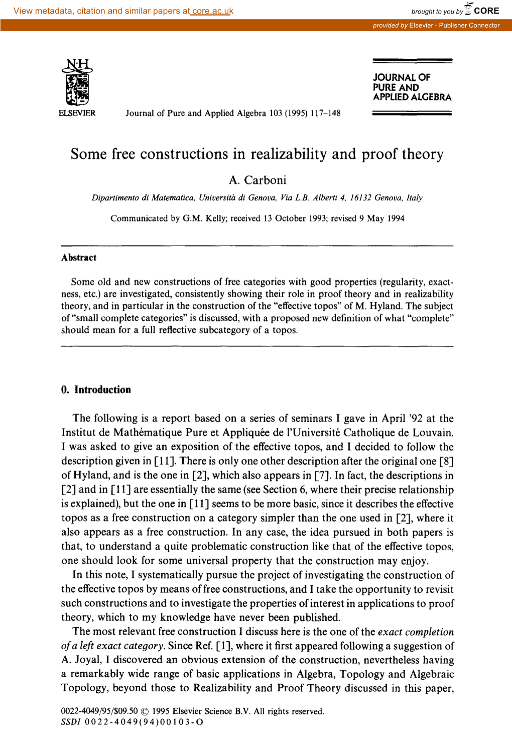 Some Free Constructions in Realizability and Proof Theory