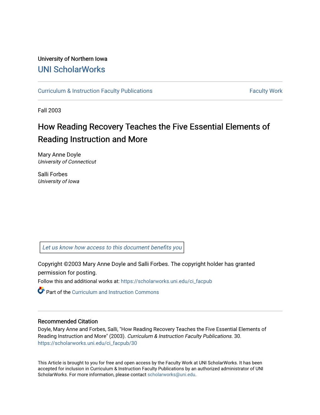How Reading Recovery Teaches the Five Essential Elements of Reading Instruction and More