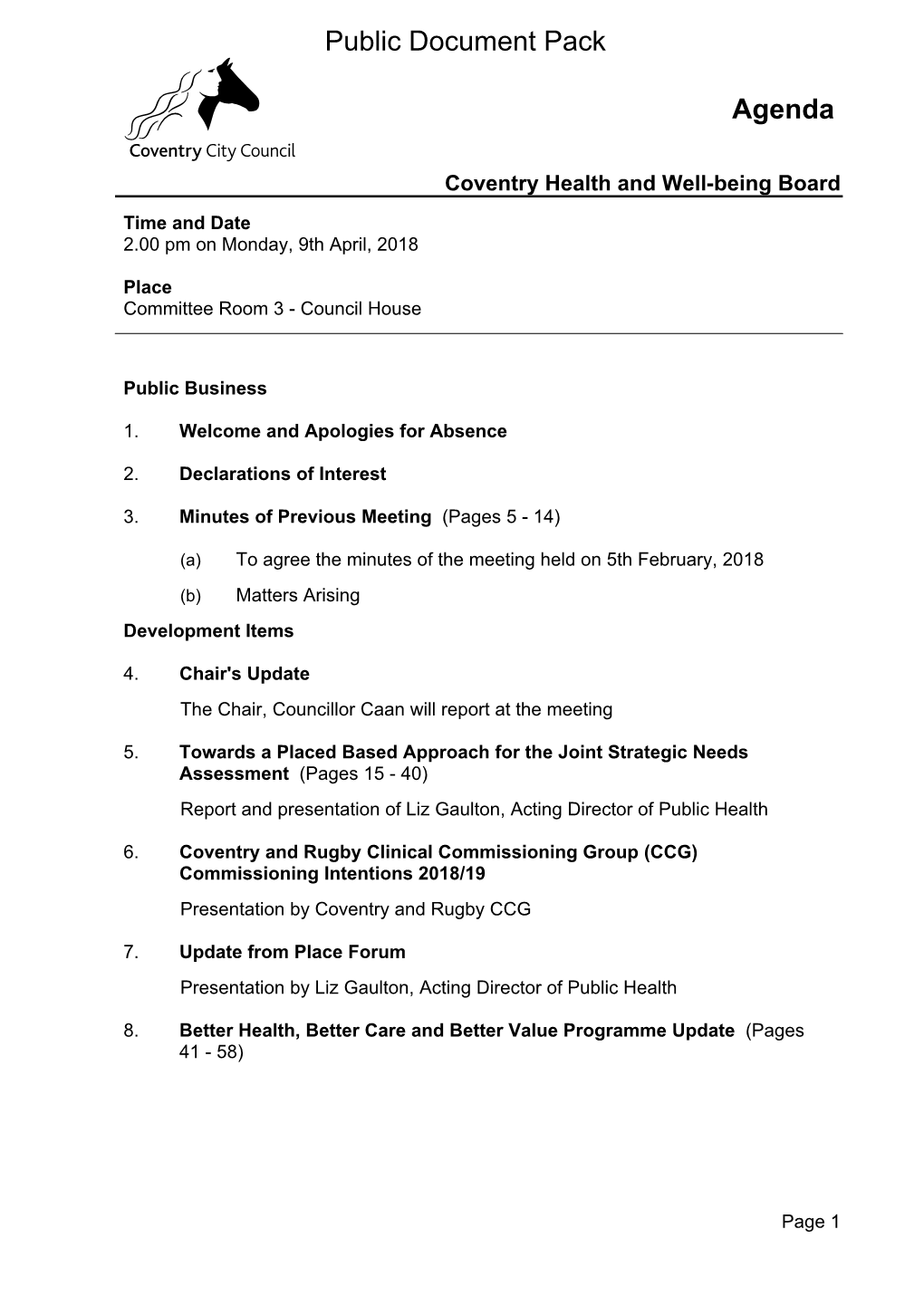 (Public Pack)Agenda Document For