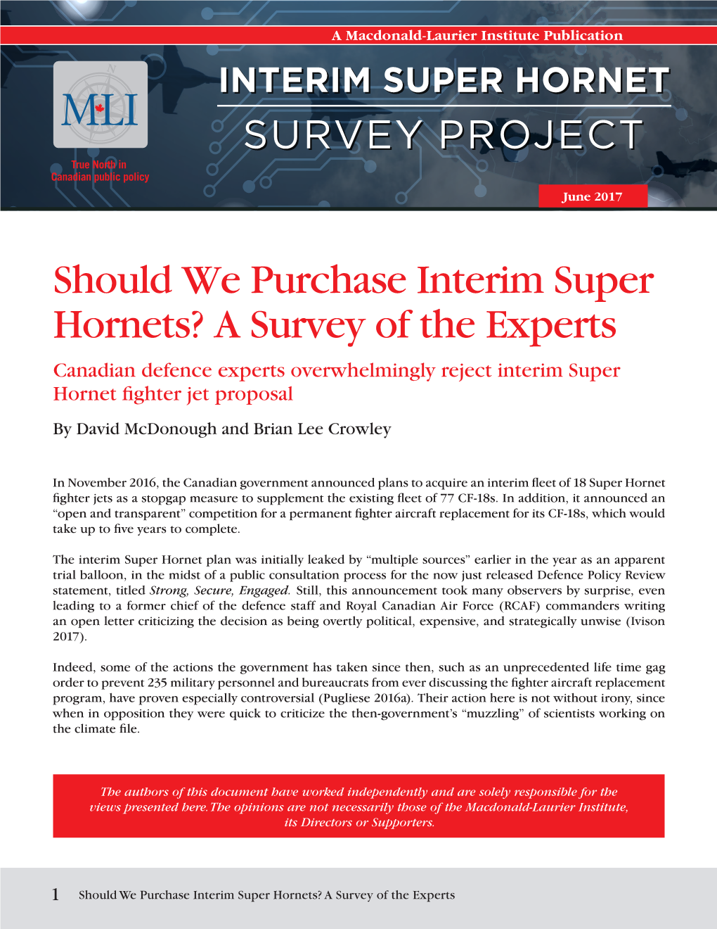 Should We Purchase Interim Super Hornets? a Survey of the Experts