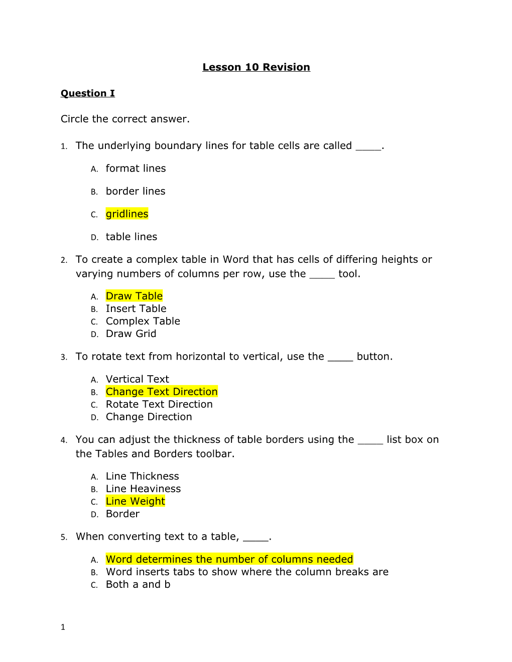 Lesson 10 Revision