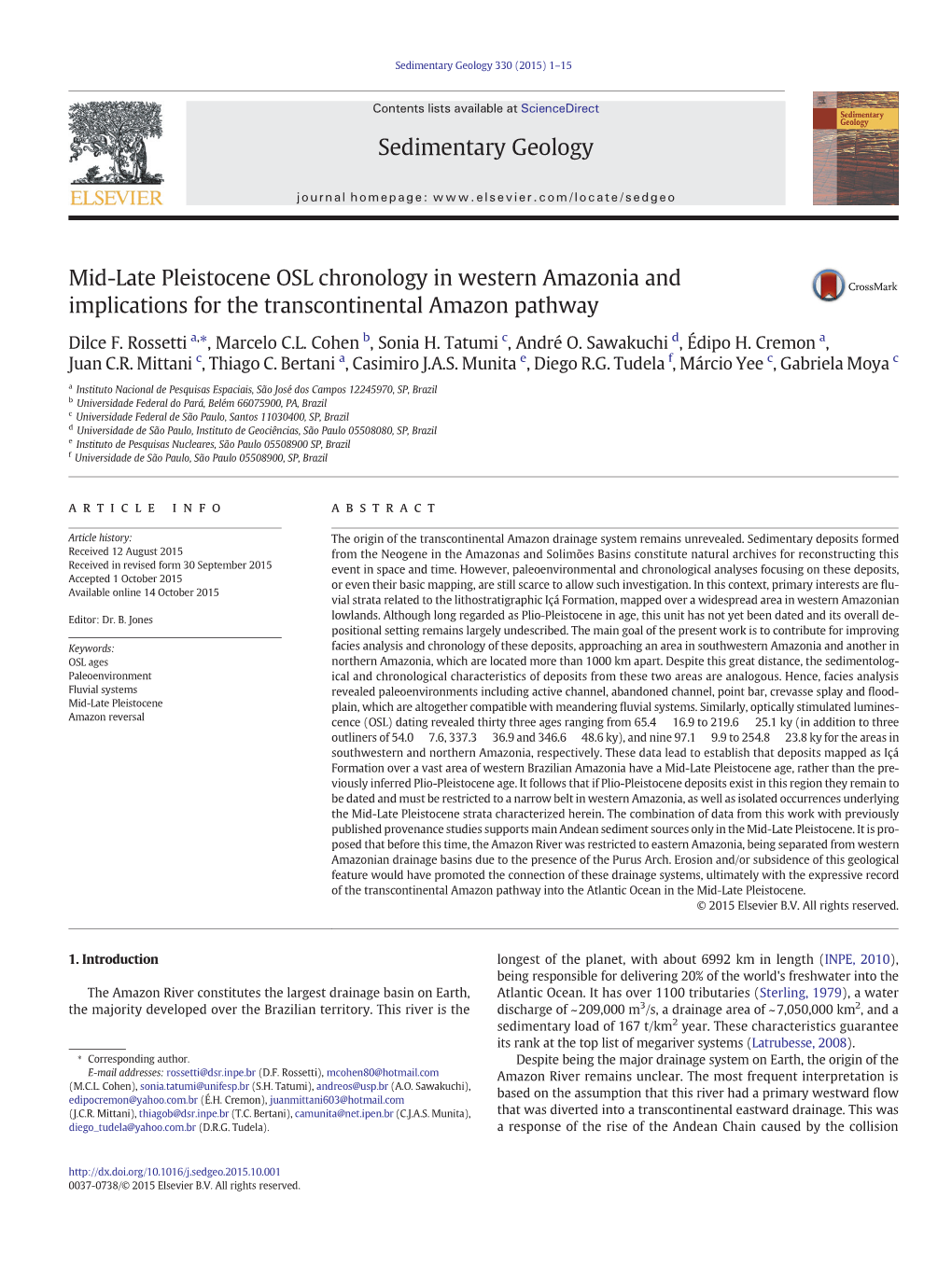 Sedimentary Geology 330 (2015) 1–15