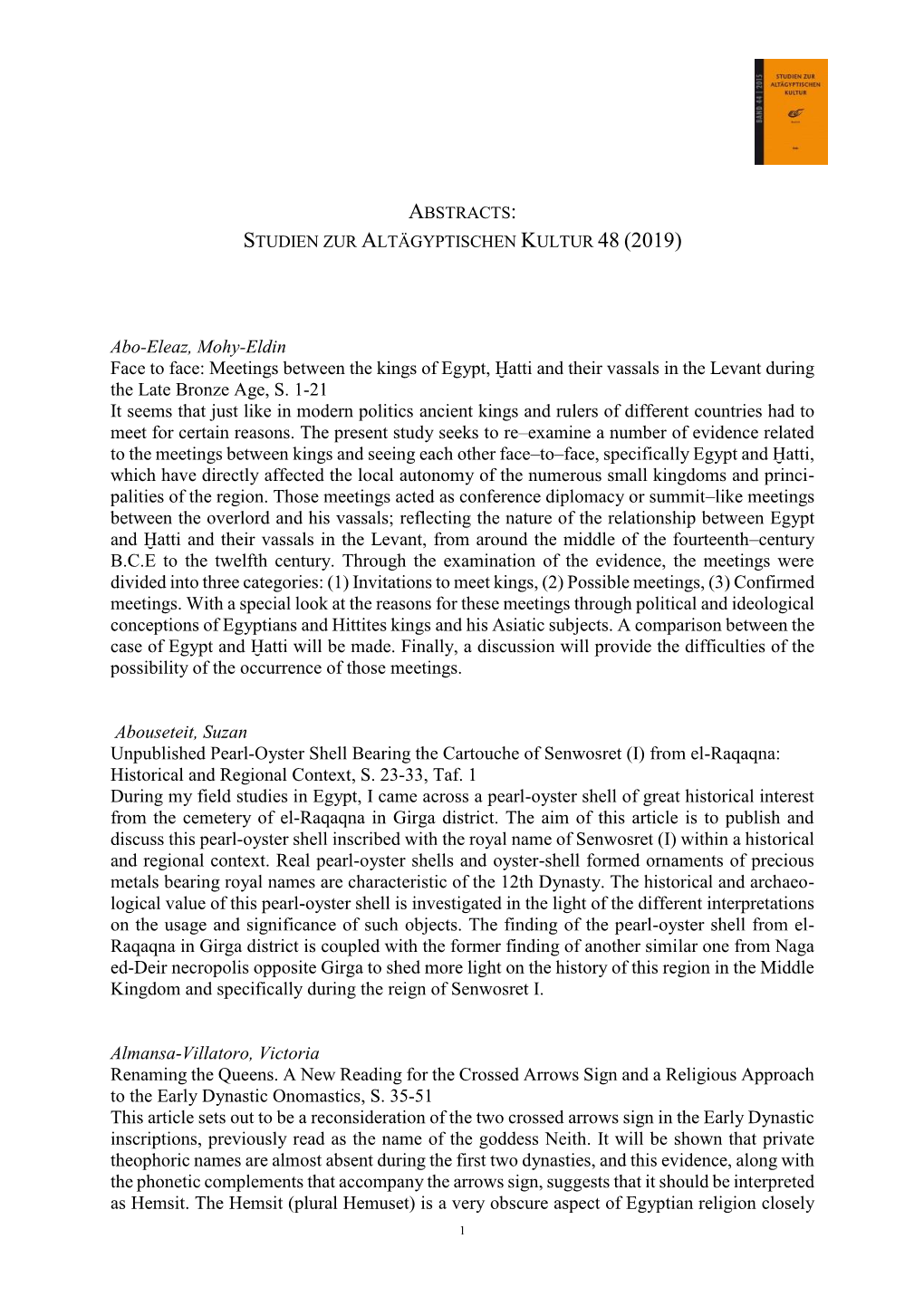 Meetings Between the Kings of Egypt, Ḫatti and Their Vassals in the Levant During the Late Bronze Age, S