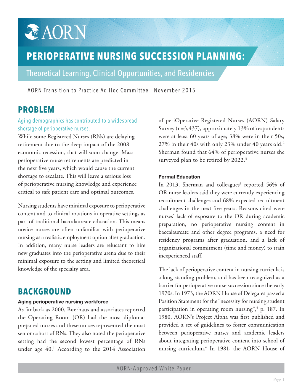 Perioperative Nursing Succession Planning White Paper