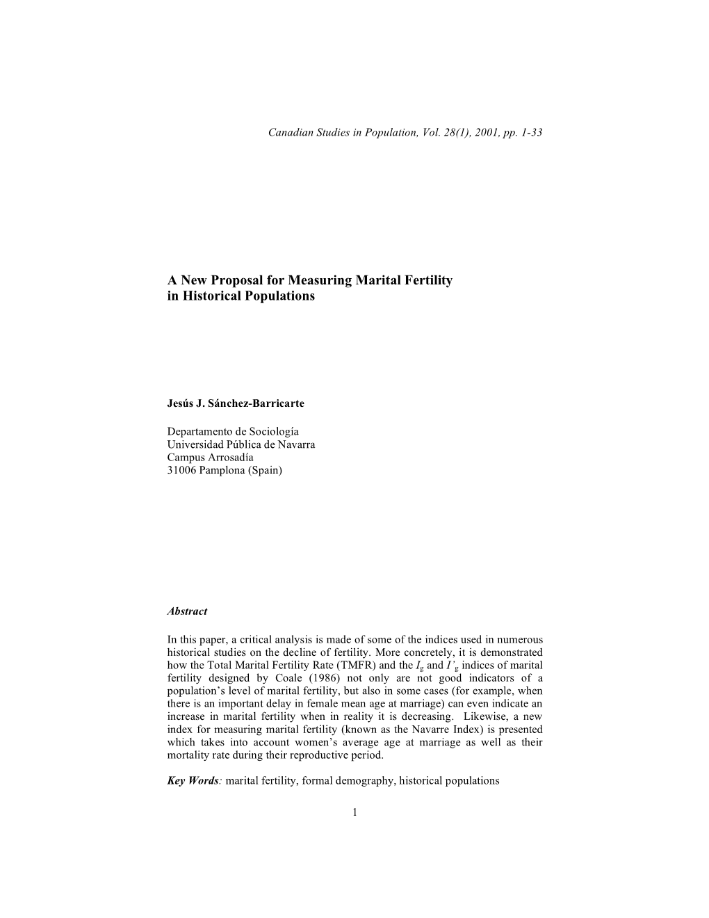 A New Proposal for Measuring Marital Fertility in Historical Populations