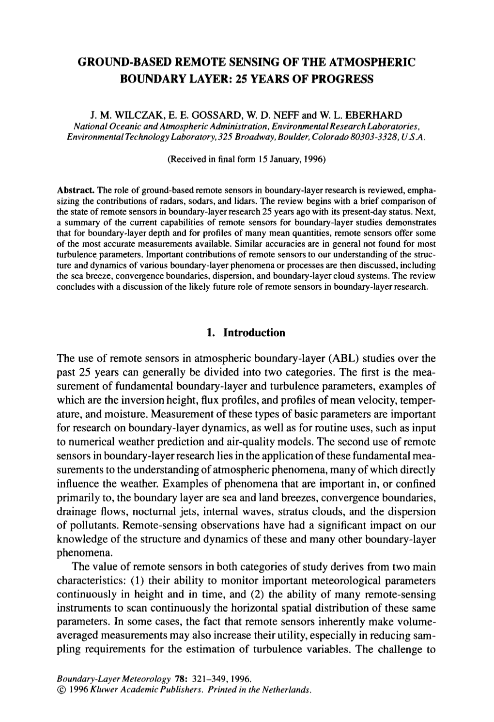 Ground-Based Remote Sensing of the Atmospheric Boundary Layer: 25 Years of Progress