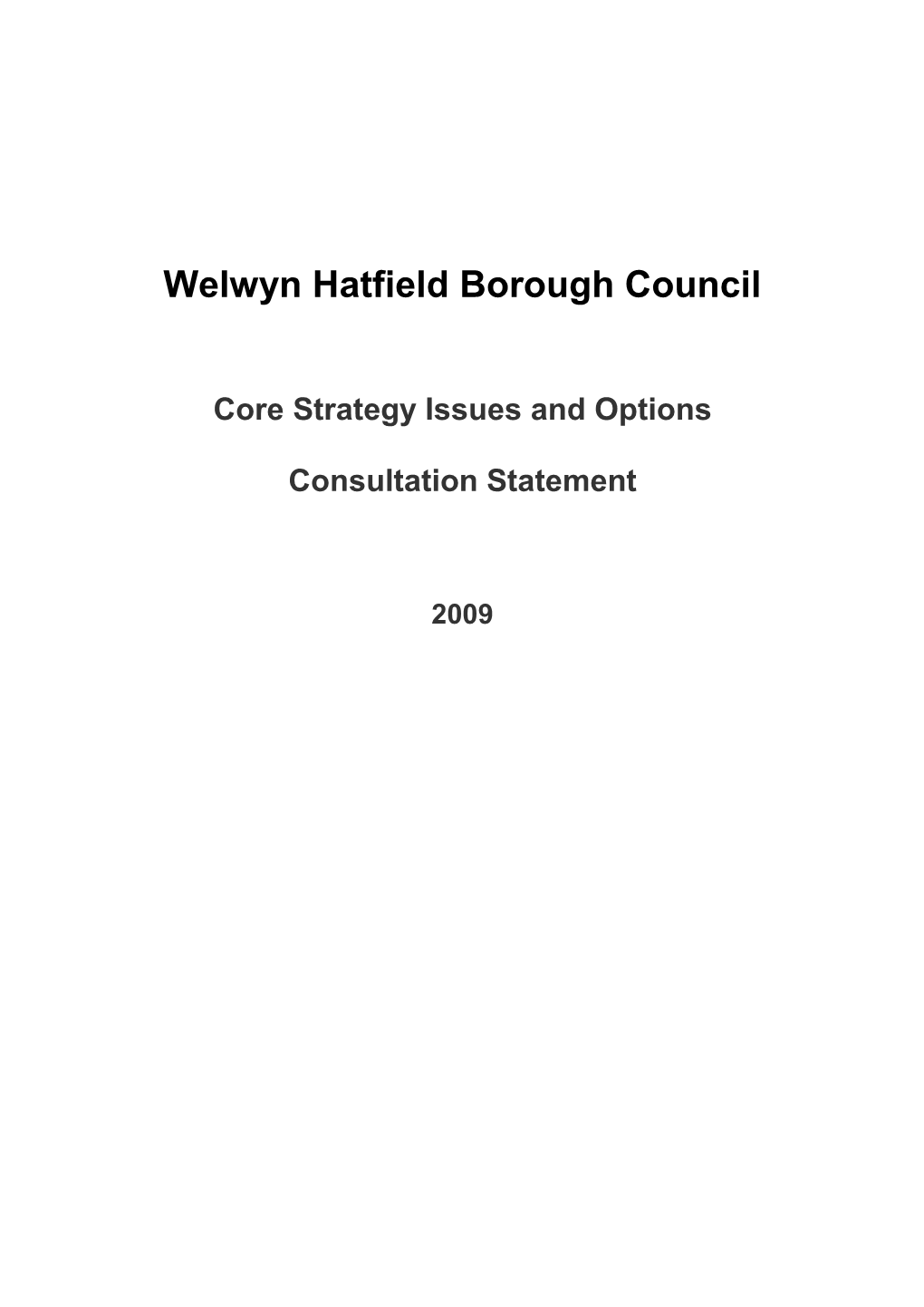 Core Strategy Issues and Options Consultation Statement