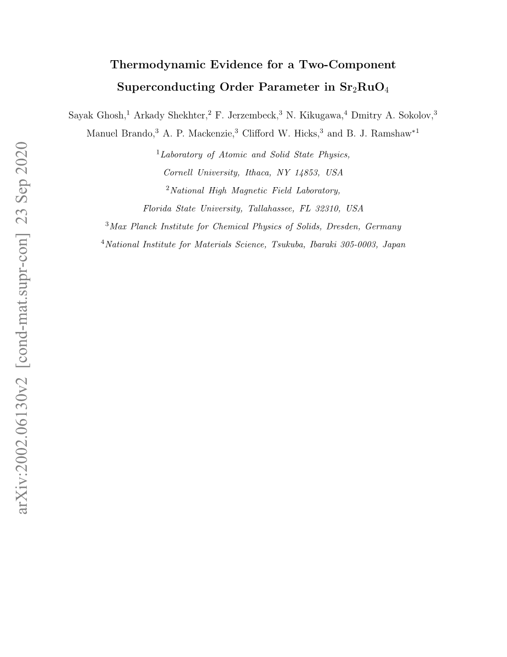 Thermodynamic Evidence for a Two-Component Superconducting