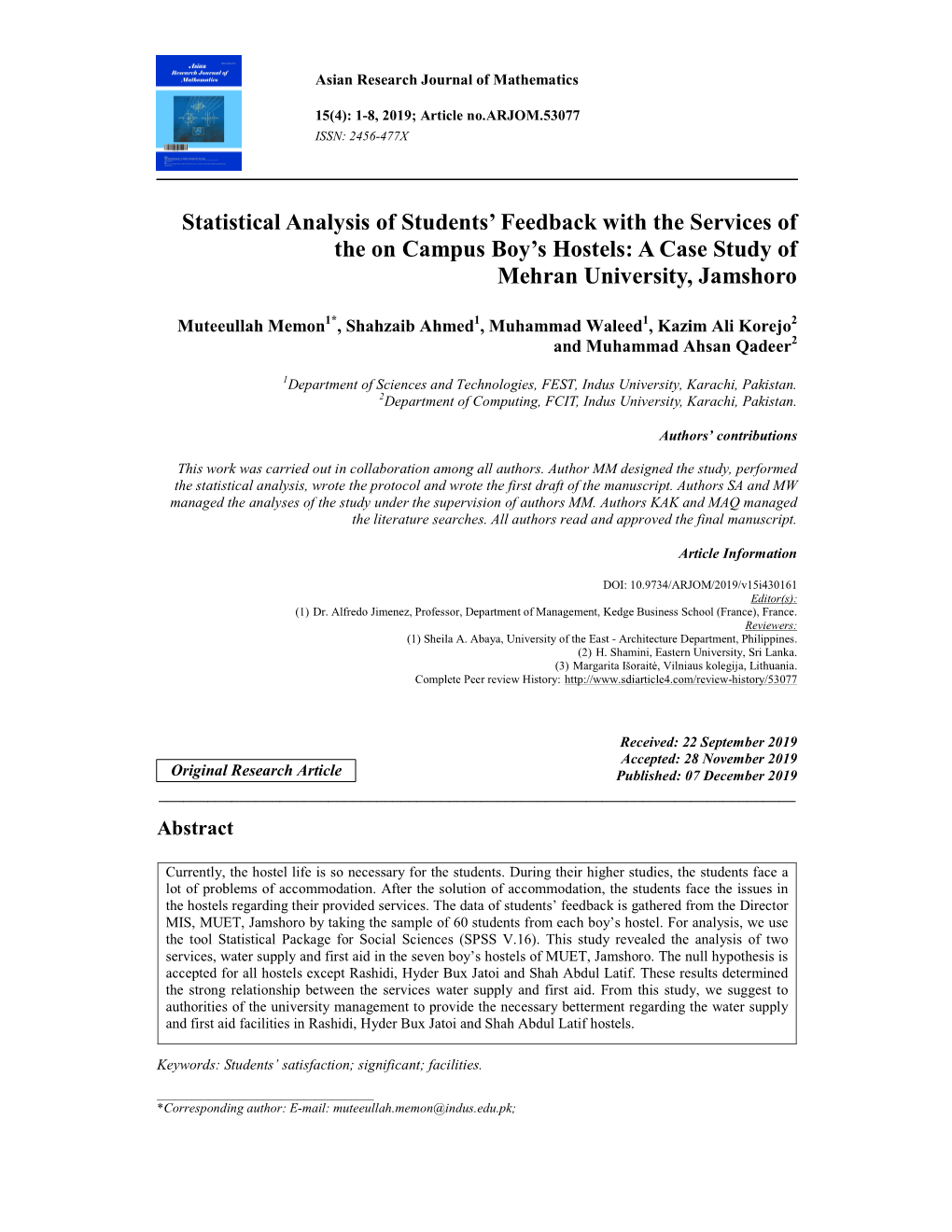 Statistical Analysis of Students' Feedback with the Services of The