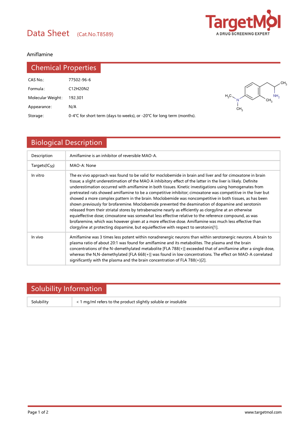 Chemical Properties Biological Description Solubility Information