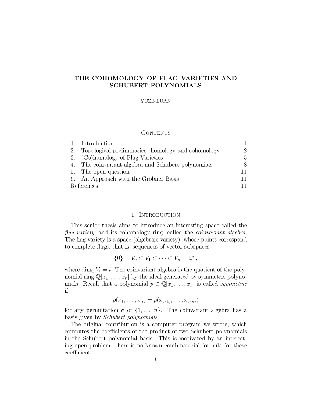 The Cohomology of Flag Varieties and Schubert Polynomials